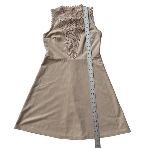 Altar'd State Faux Suede Embroidered Lace Panel A‎ Line Sleeveless Mini Dress S - Picture 7 of 9